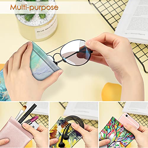 Image of FINTIE Soft Eyeglasses Case with Cleaning Cloth, Portable Squeeze Top Vegan Leather Glasses Pouch, Sunglasses Eyewear Bag