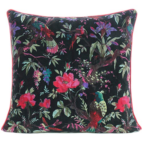 Eyes of India Boho Velvet Bird Print Throw Pillow Cover, Colorful...