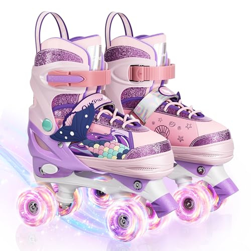 Rollschuhe für Kinder mit leuchtenden Rädern und 4 Größen einstellbar...