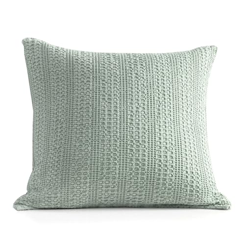 Image of 1pc Sage Green Pillow Cover 18x18 Boho Throw Pillow Covers Decorative Pillow Shams Stone Washed Cotton Pillowcase for Couch Sofa Chair Bed Car