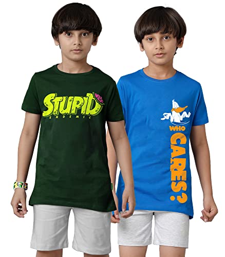 Image of KYDA KIDS 100% Cotton Printed Half Sleeve T-Shirts for Boys (Pack of 2)