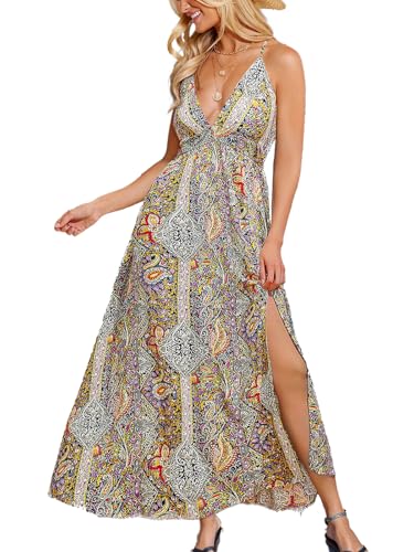 Image of CUPSHE Womens Summer Maxi Dress 2026 Sleeveless Long Sundresses Spaghetti Strap Flowy Boho Beach Vacation Dress
