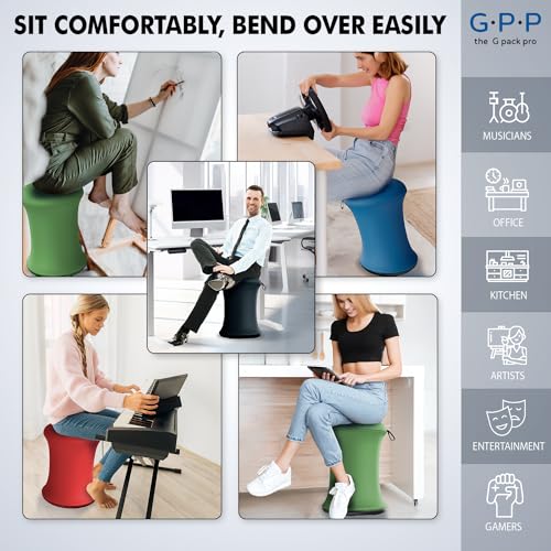 Image of Wobble Stool - Ergonomic Stool for Active Sitting - Balancing Chair with Anti-Slip Base - Height Adjustable 21-25 inch (Black)