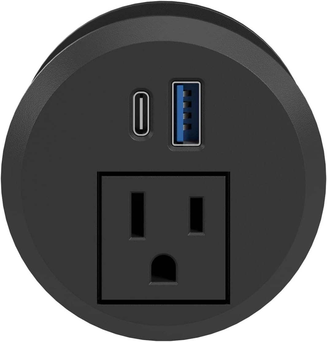 Bush Business Furniture 2-inch Desktop Power Grommet with AC Outlet and USB-A/USB-C Ports in White, Computer Desk Accessories for Home and Professional Office