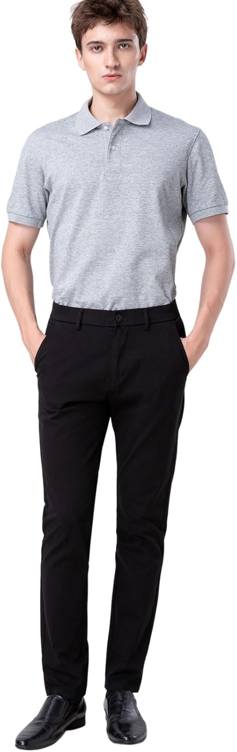 Plaid&Plain Men’s Slim Fit Khaki Pants Men’s Tapered Chino Pants - Image 4