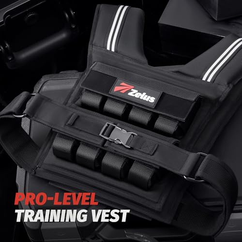 Image of ZELUS Weighted Vest Men, 23lbs /36lbs /45lbs Adjustable Weight Vest | Removable Iron Weights, Reflective Stripe, No-Bounce Design, Hand Washable, Strength Training, Running, HIIT & Calisthenics