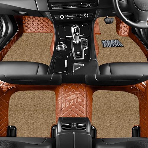 Image of 7D Premium Imported Car Foot Mat for Audi A3 Auto (2016-2026)|Luxurious & Elegant Look | 100% Waterproof and Dust Proof | Custom Fitted Car Floor Mat-Tan with Coffee Beige Grass