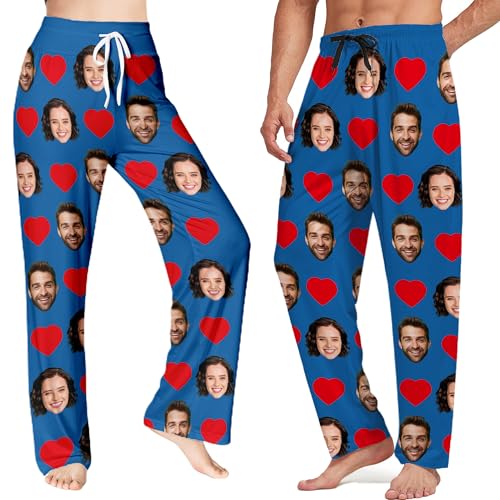 Personalized Custom Pajama Pants for Men with Faces on them Custom pj Pants For Women Pets with Pockets Christmas4