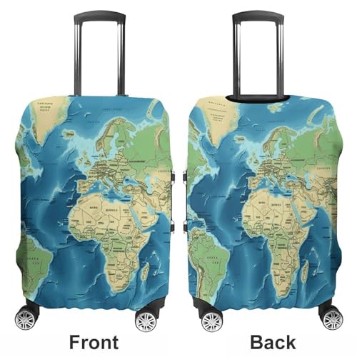 World Map Luggage Cover for Suitcase Tsa Approved Stylish Suitcase Covers Washable Stretch Suitcase Protector Anti-Scratch Travel Baggage Covers for 19-32 Inch Luggage3