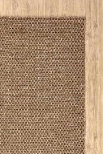 Jute Area Rug, Non-Slip, Machine Washable Rug For Indoor & Outdoor, Garden, Kitchen, Bedroom, Dining Room and Living Room, Natural Woven Rug (Brown & Black - Caria, 80X150 CM) - Image 5