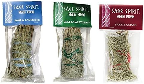 Clarity & Muse Smudge Sage Bundle for Purifying and Cleansing Rituals (1 X Sage & Lavender 5 inch Smudge Stick, 1 X Sage & Sweetgrass 5 inch Smudge Stick, 1 X Sage & Cedar 5 inch Smudge Stick)