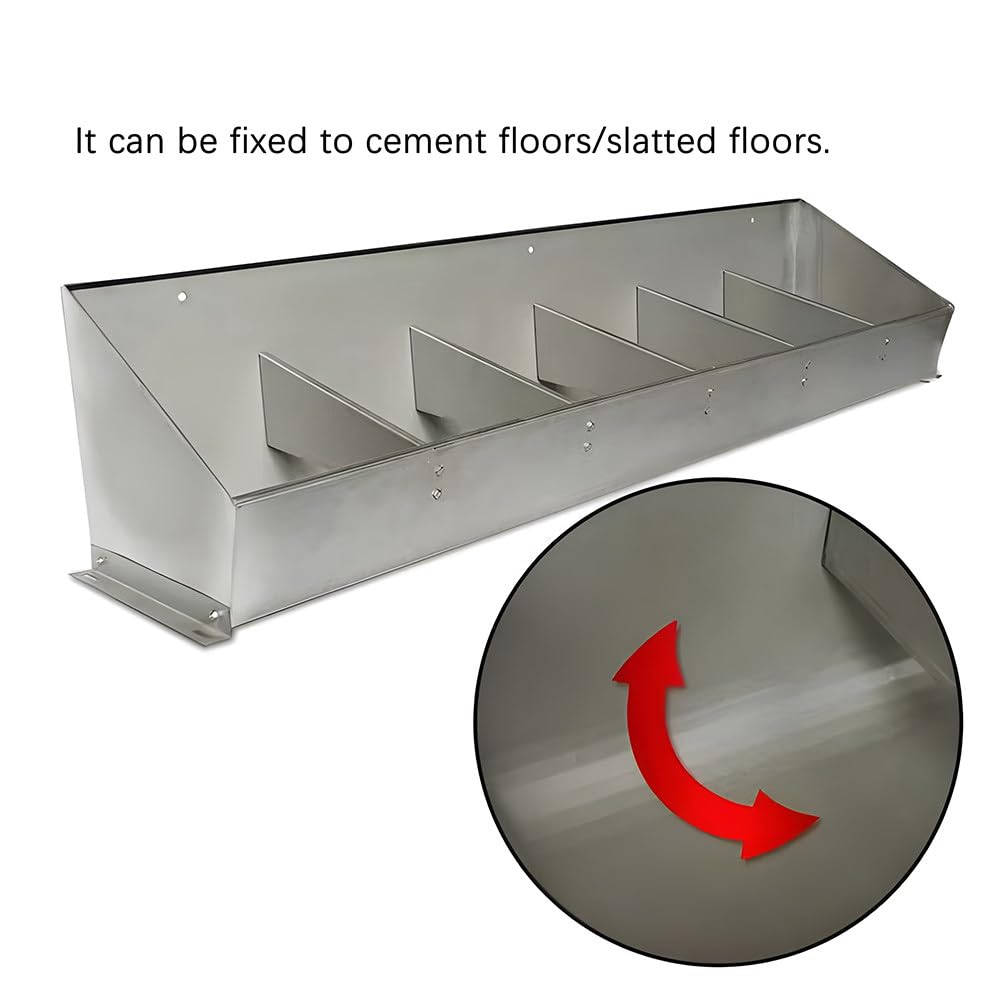 Comedero Portátil De Acero Inoxidable para Cerdos, De 2 a 8 Piezas, con Diseño Antiderrames De Gran Capacidad para Heno Y Grano, para Gallineros Y Porcinos 1.5meter/6hole