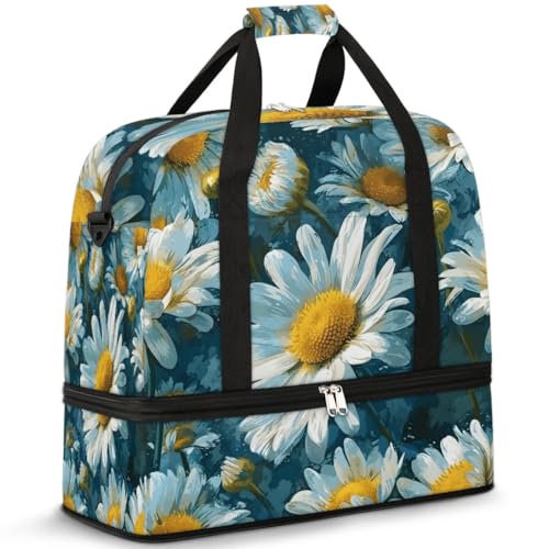 Beautiful Prints Flower Retro Travel Duffle Bag, Collapsible Travel Bag Sports Gym Bag With Shoes Compartment Weekender Bag Overnight Bag For Women Men