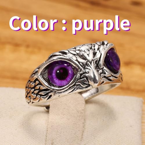 6Pcs Retro Devil's Eye Owl Ring Set Vintage Animal Adjustable Knuckle Ring for Women Men Owl Eye Open Stacked Ring Set Jewelry3