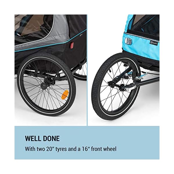 Klarfit Kiddy King Fahrradanhänger für Kinder, Lastenanhänger Fahrrad, 2-Sitzer max. 40 kg, 2-in-1, nutzbar als Jogger… – Bild 5
