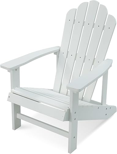 Psilvam Silla Adirondack clásica, silla de madera de polietileno de tamaño estándar, soporte de 350 libras, resistente a la intemperie, sillas de