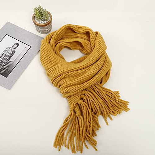 YOLAI Lady Classic Tassel Knitted Scarf for Women Solid Color Scarves Winter Soft Warm Wraps (C, One Size)2