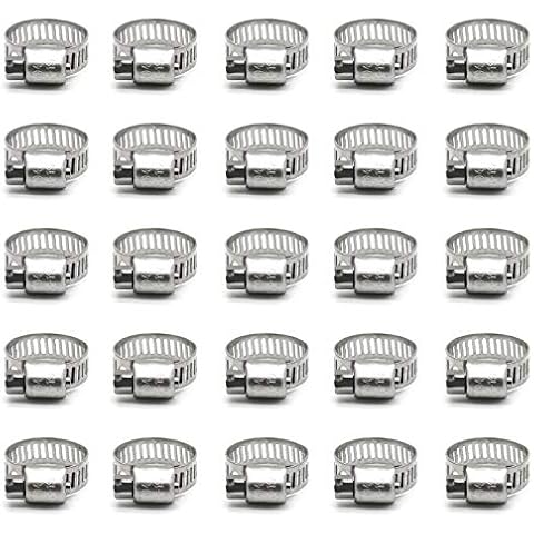 ZIPCCI Hose Clamp, 25 Pack Stainless Steel Worm Gear Fuel line Hose Clamps, 13-19mm (1/2-3/4 inch) Cover