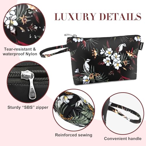 Gloppie Small Makeup Bag Summer Sunscreen Bag Cosmetic Bag for Purse Travel Make up Bags for Women Zipper Makeup Pouch White Flower3