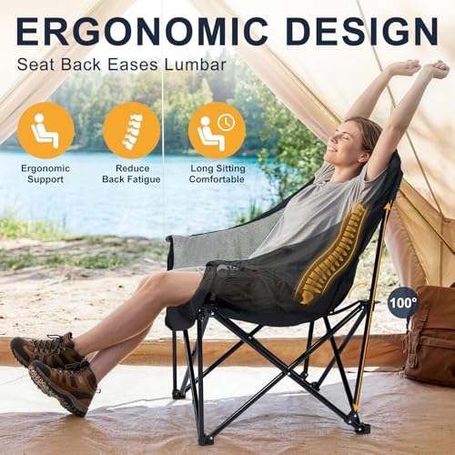 Image of Oversized Camping Chairs 2 Pack, 500 LBS Heavy Duty Folding Chairs, Grey