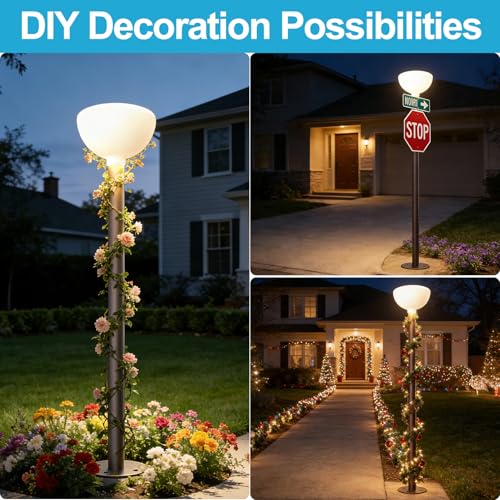 Image of Solar Lamp Post Light Outdoor, 3000K Warm White LED Solar Post Lantern, IP65 Waterproof Solar Powered Garden Light, Auto On /Off Dusk to Dawn for Yard, Patio, Driveway, Pathway, Lawn（1 Pack）