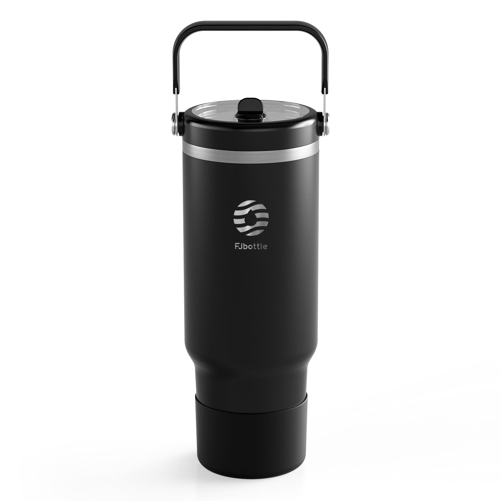Fjbottle 40 oz Tumbler with Straw and Lid Double Wall Vacuum Insulated Stainless Steel Water Bottle Travel Mug with Handle Coffee Mug for Hot Iced Drink (Blue Silk, 1200 ml)