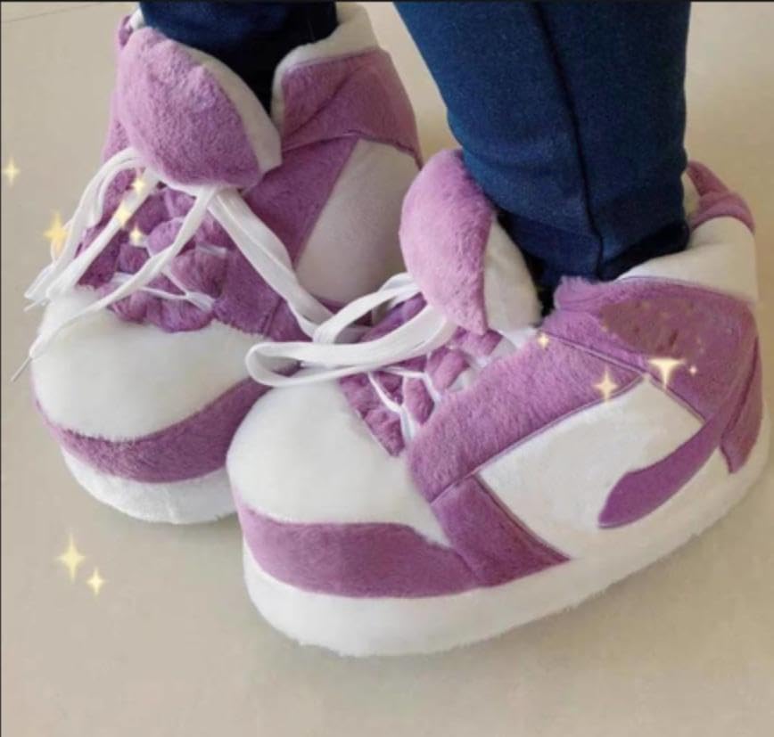 Image of Warm Furry Sneakers Slipper Comfy House Shoes Winter Plush Fuzzy Slipper Shoes For Women Men One Size Fits Most Fluffy Slides For Indoor Outdoor Bigfoot Gifts Houseshoes