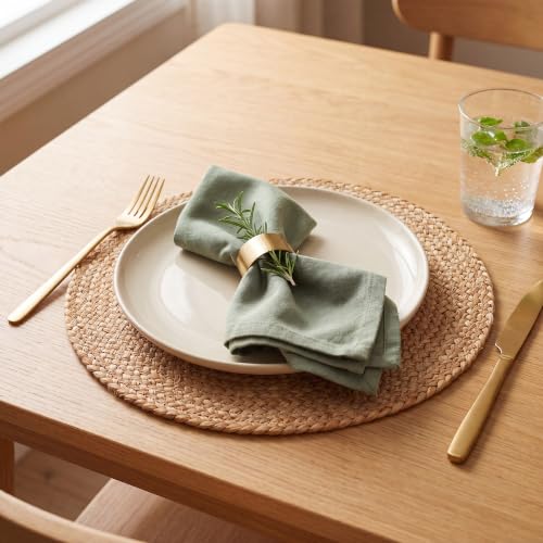 Image of Eco Crave Natural Jute Placemats Set of 16, Round Woven Table Mats, 13 Inch Rattan Charger Plates, Bulk Set for Weddings, Parties & Events