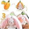 Mukorolee Bunny Plush Doll Toy Pillow, Reversible Carrot Strawberry Bunny Stuffed Animal with Zipper, Cute Rabbit Decoration for Kids & Adult Birthday Party Gift (1pcs 7" Strawberry) #2