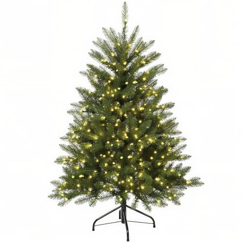 Aovotreena 4FT Pre-Lit Artificial Christmas Tree,Small Artificial Holiday Dunhill Fir Xmas Tree with 200 White Lights, 559 PVC Branch Tips & Foldable Metal Stand for School,Home and Party Décor Aovotreena 4FT Pre-Lit Artificial Christmas Tree,Small Artificial Holiday Dunhill Fir Xmas Tree with 200 White Lights, 559 PVC Branch Tips & Foldable Metal Stand for School,Home and Party Décor