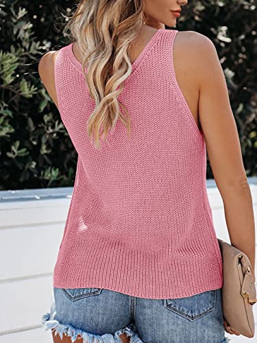 Image of Tutorutor Womens V Neck Sweater Tank Tops Summer Crochet Knit Vest Top