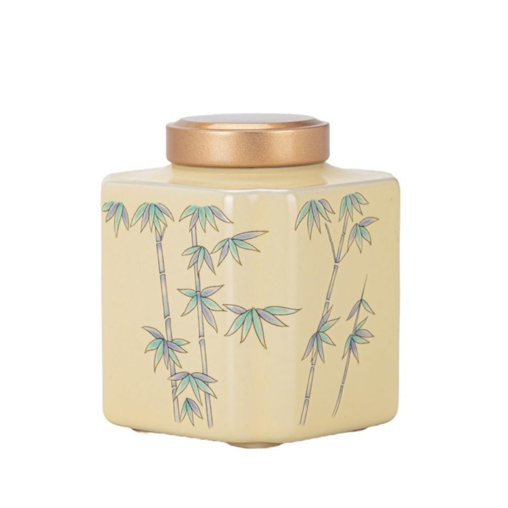 Tarros de Té Tarro de almacenamiento de té beige a granel, tarro de cerámica sellado, recipiente de almacenamiento for el hogar, tarro de almacenamiento de té, pequeño almacén de té Recipientes para G
