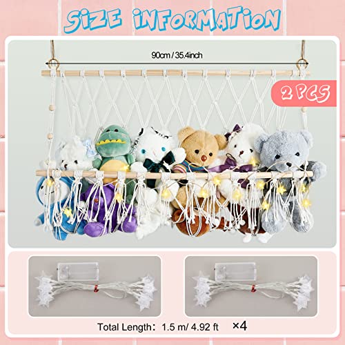 2 Pcs Stuffed Animal Hammock with LED Light Macrame Stuffed Animal Toy Hammock for Neatly Store Hanging Plush Animals… - Image 3