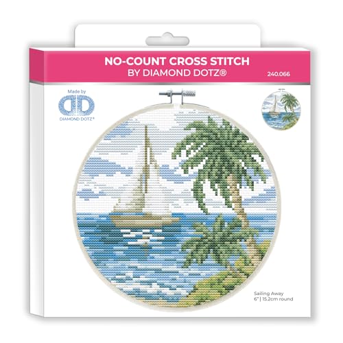 Image of DIAMOND DOTZ Sailing Away Stamped Cross Stitch for Adults, Counted Pattern
