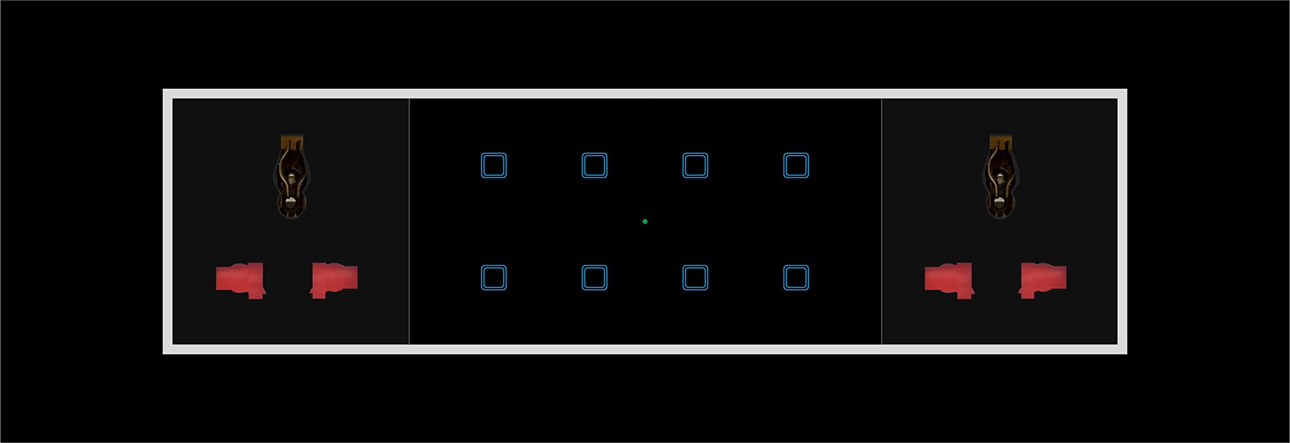 Smarteefi Touch 8 Port Modular WiFi Smart Switch Board, 6 Smart Switch, 2 Smart Plug, Compatible with Alexa & Google Home, Black (Size: 8M-Horizontal (262mmx90mmx40mm))