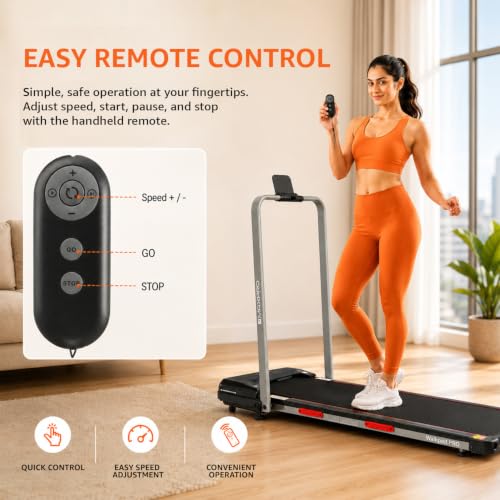 Image of MAXPRO Walking Pad with Handle 3.5HP BLDC Motor Treadmill for Home use | 12km /hr Speed | 110kgs Max. User Weight | 8% Incline| LED Display, Shock Absorbtion, Compact underdesk Treadmill for Home Gym