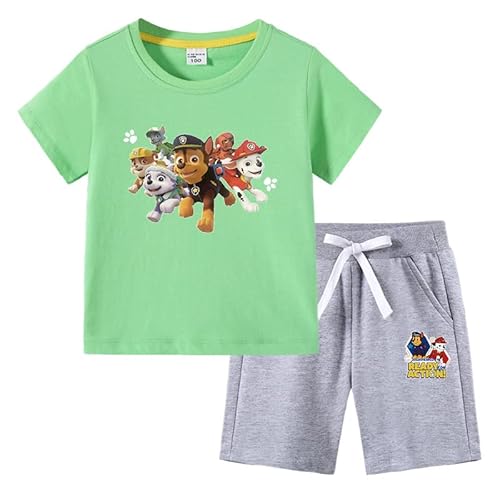 OUHUAN パウパトロール Paw Patrol キッズ ベビー パジャマ 浴衣 子供服 赤ちゃん 服 夏服 半袖Tシャツ ショートパンツ 上下セット 綿 無地 丸首 トップス カジュアル ルームウェア 男の子 女の子 人気 アニメ プリント コスチュー
