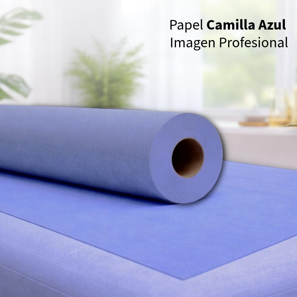 Papel Camilla Ecológico Azul 60 cm x 70 m | 1 Rollo Sin Precorte | Papel Camilla Masaje Sin Precorte