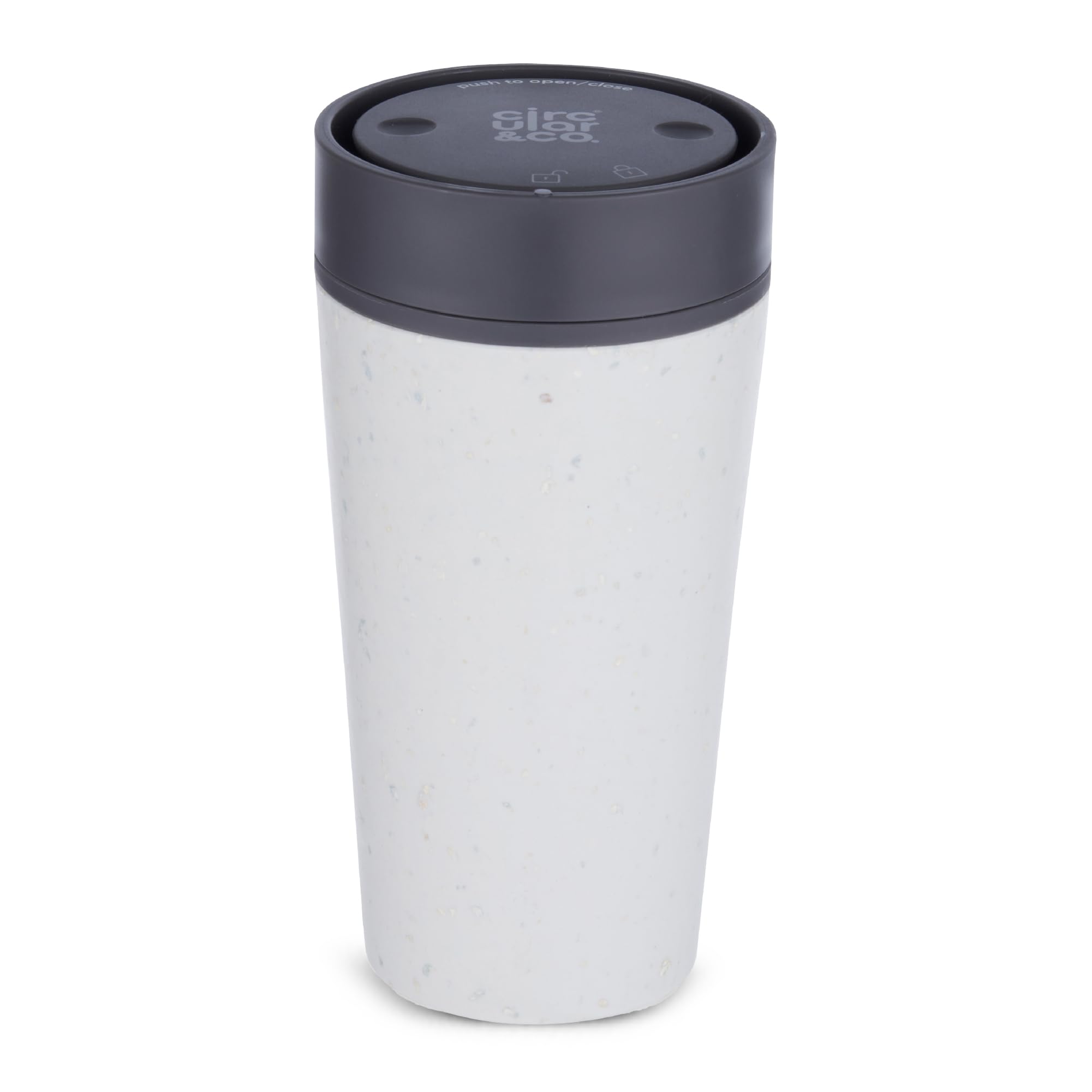 Circular & Co Pre 2026 (Previous Generation) Reusable Coffee Cup - 12oz/340ml - 100% Leakproof & Lockable - Push Top, One Hand Open, 360 Drinking - Recyclable - BPA Free - Dishwasher Safe