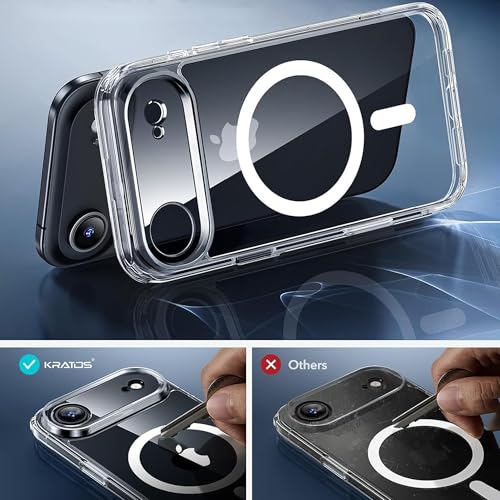 Image of Kratos Transparent Clear Case Cover Compatible with iPhone 17 Air - Anti-Yellowing, Wireless Magnetic Charging Case with Raised Edge Camera & Screen Protection, Shock-Resistant Design