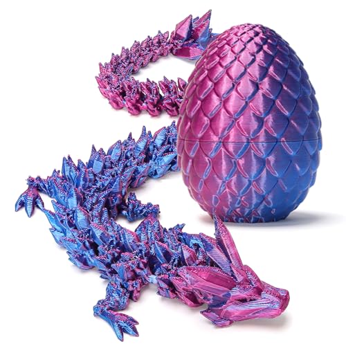 Zobetro 3D Printed Dragon Easter Basket Stuffers Surprise Egg,Articulated Crystal Dragon in...
