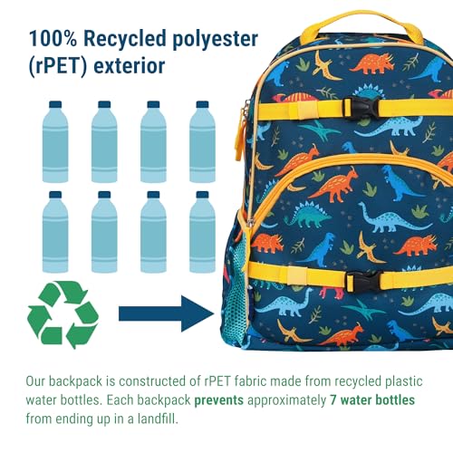 Image of Wildkin Kids Backpack for Boys & Girls, ECO rPET Recycled Lightweight 15 inch Bookbag with Padded Straps - Ideal for Preschool, Kindergarten, School & Travel, Ages 4-6 - Jurassic Dinosaurs