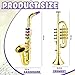 Lewtemi Set of 2 Musical Instruments Include Toy Trumpet and Saxophone Set Plastic Trumpet Educational Christmas Toy Home School Music Gift, Color Keys(Gold)