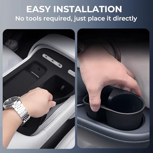Image of 1st & 2nd & 3rd Row Cup Holder Inserts & Wireless Charging Protective Mat for Hyundai Palisade 2026, Interior Accessories Center Console Cup Holders Covers Protector for 2026 Palisade, Black