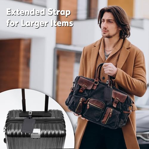 Image of 8 Pack Leather Luggage Travel Bag Tags by Travelambo Black