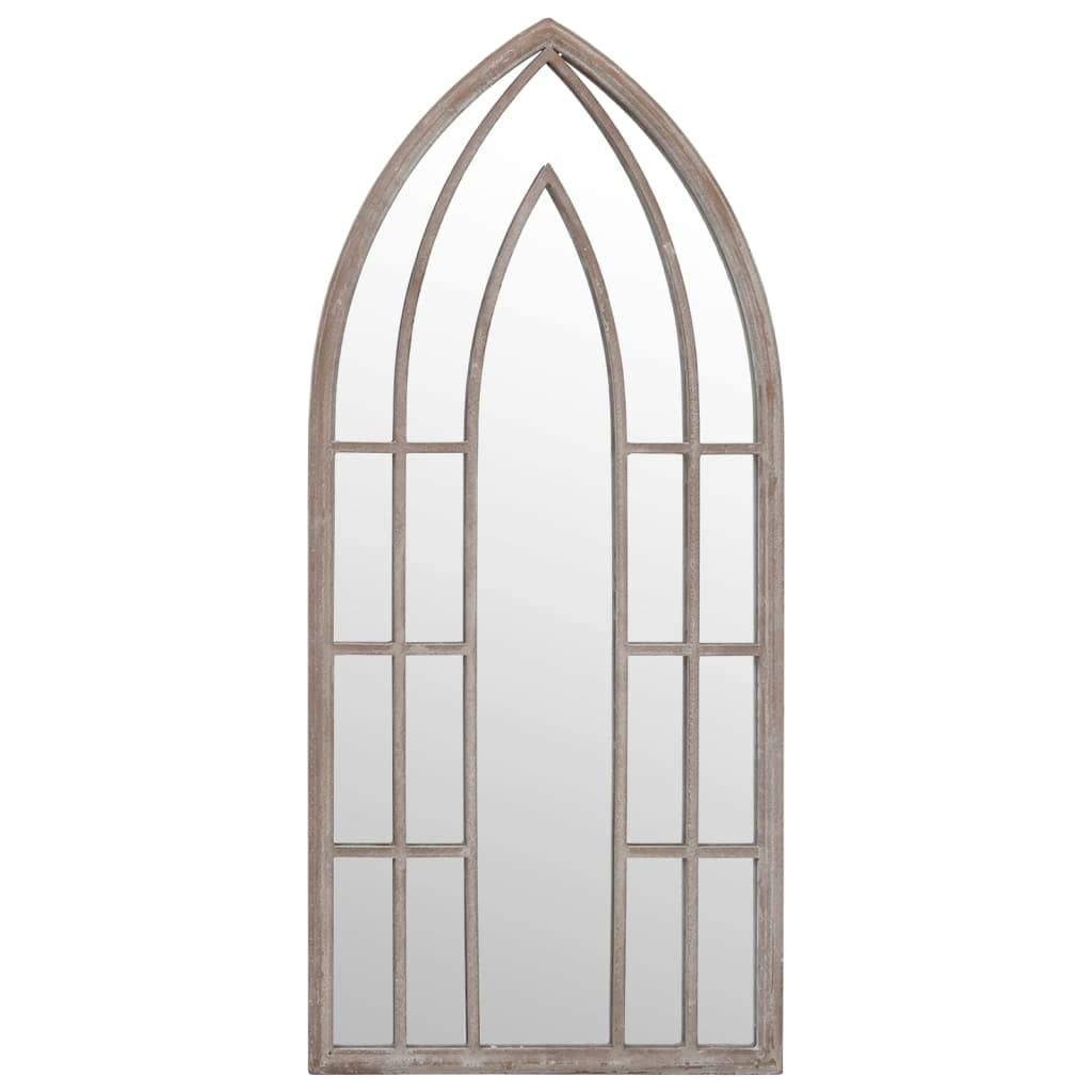 KGHFDVB Rust Effect Iron Garden Mirror 100x45 cm, Outdoor Decorative Wall Mirror with Antique Appearance, Pre-Drilled Hole for Easy Mounting