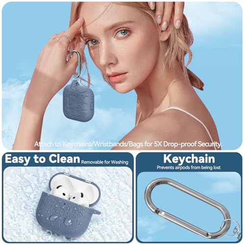 Image of for Airpods 4 Case with Magnetic Lid, Ekoonpft Flower Engraved Cases for Apple AirPods 4th Generation 2024, Soft Silicone Cover for Women Girly with Cleaning Kit & Keychain, Shockproof