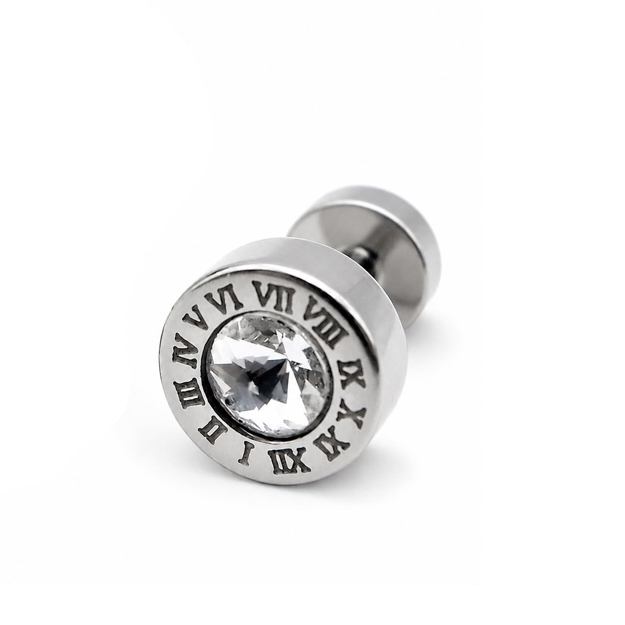 Silver Stainless Steel Single Ear Stud Earring With Premium Zirconia Crystal-picture-31