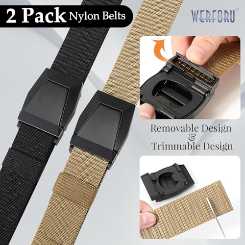 2 Pack WERFORU Tactical Nylon Belt for Men - Nylon Web Belt with Quick Release Metal Buckles3