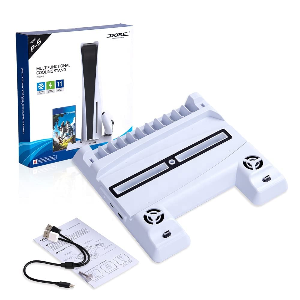 PSS PS5 Stand,Cooling Stand for PS5 Dual Controller Charging stand Charging Dock Vertical Stand for PS5 Playstation5 Digital/Disc Edition with 11pcs Game Rack (Console &Controller Not Include) (B0BGSR5FH3) Amazon Price History, Amazon Price Tracker
